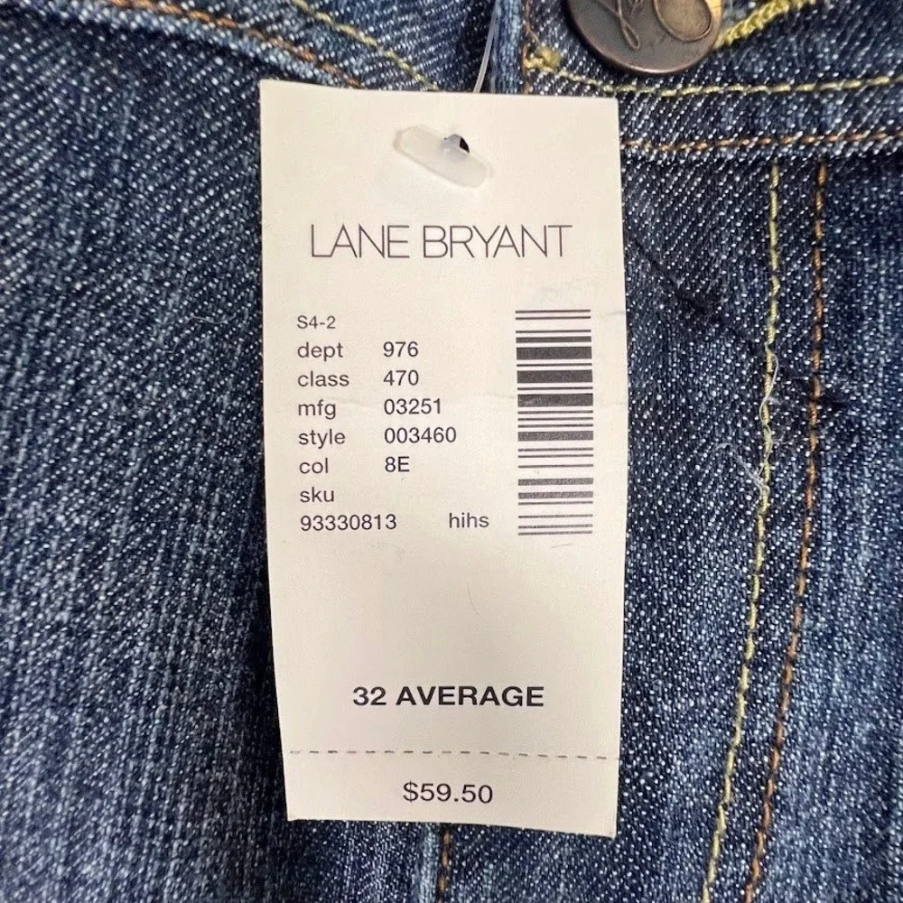 Lane Bryant Jeans 32 Bootcut Stretch Denim‎ Medium Wash Embroidered Pocket NWT
